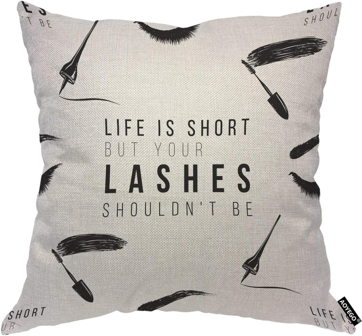 Beauty Makeup Quotes Funny - Lustiger Wimpern-Zitat-Kissenbezug, „Das Leben ist kurz,