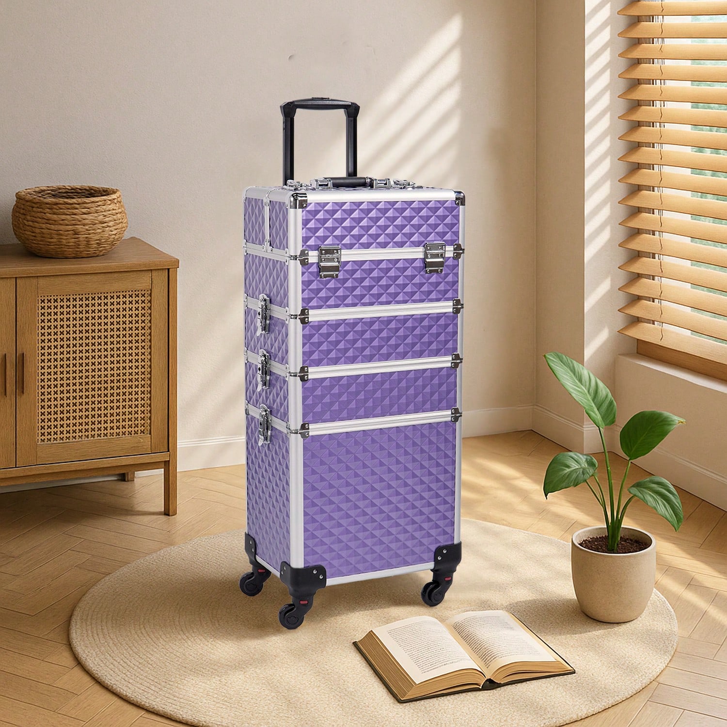 Beauty Makeup Trolley - 4-in-1 Rollender Make-up-Koffer mit Rädern, großer