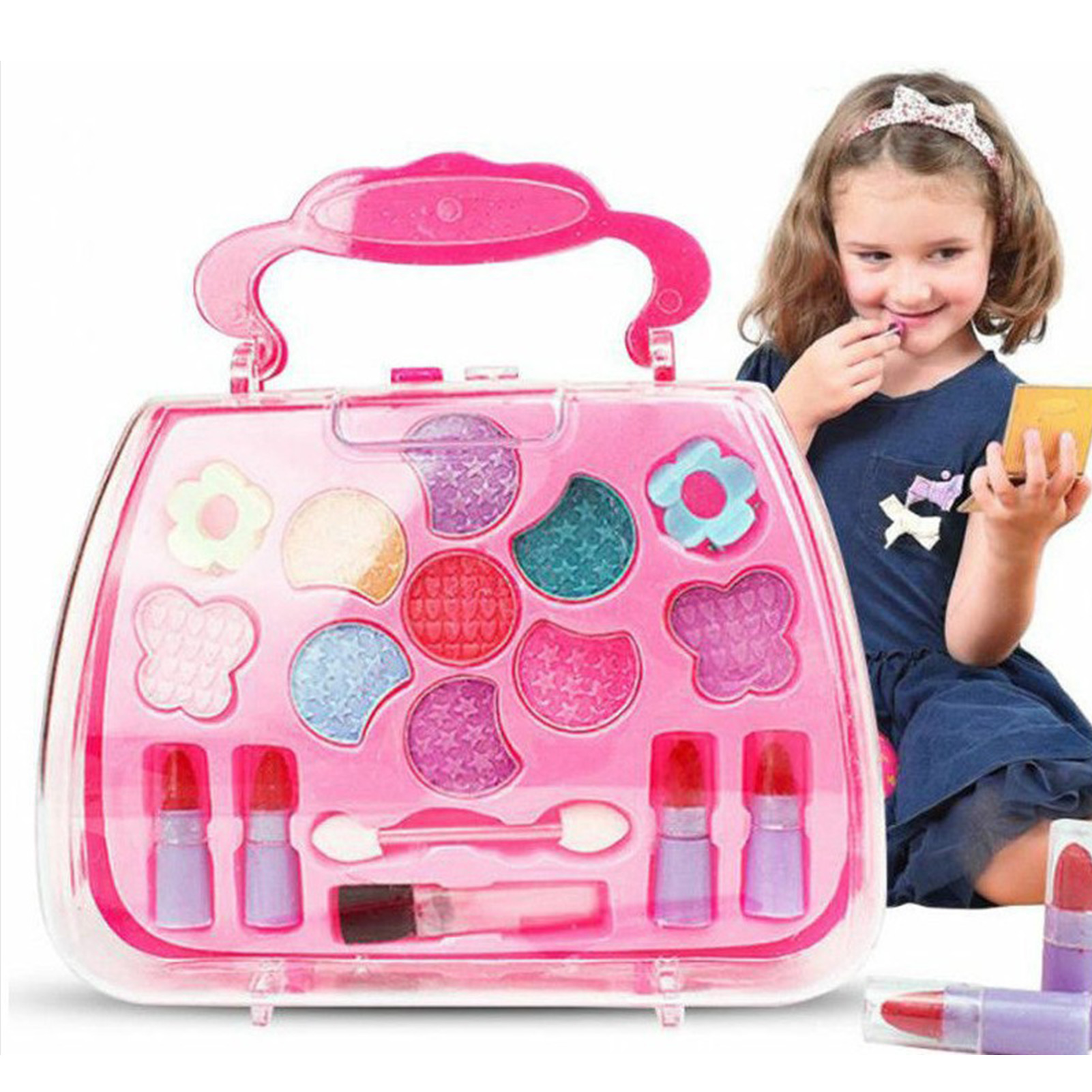 Beauty Makeup Kids - Make-up-Spielzeug für Mädchen, Kinder-Kosmetik-Set mit Kosmetikkoffer,