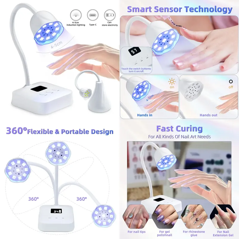 Uv Nail Lamp - Kabellose LED-UV-Nagellampe mit Timer, 9 LEDs,