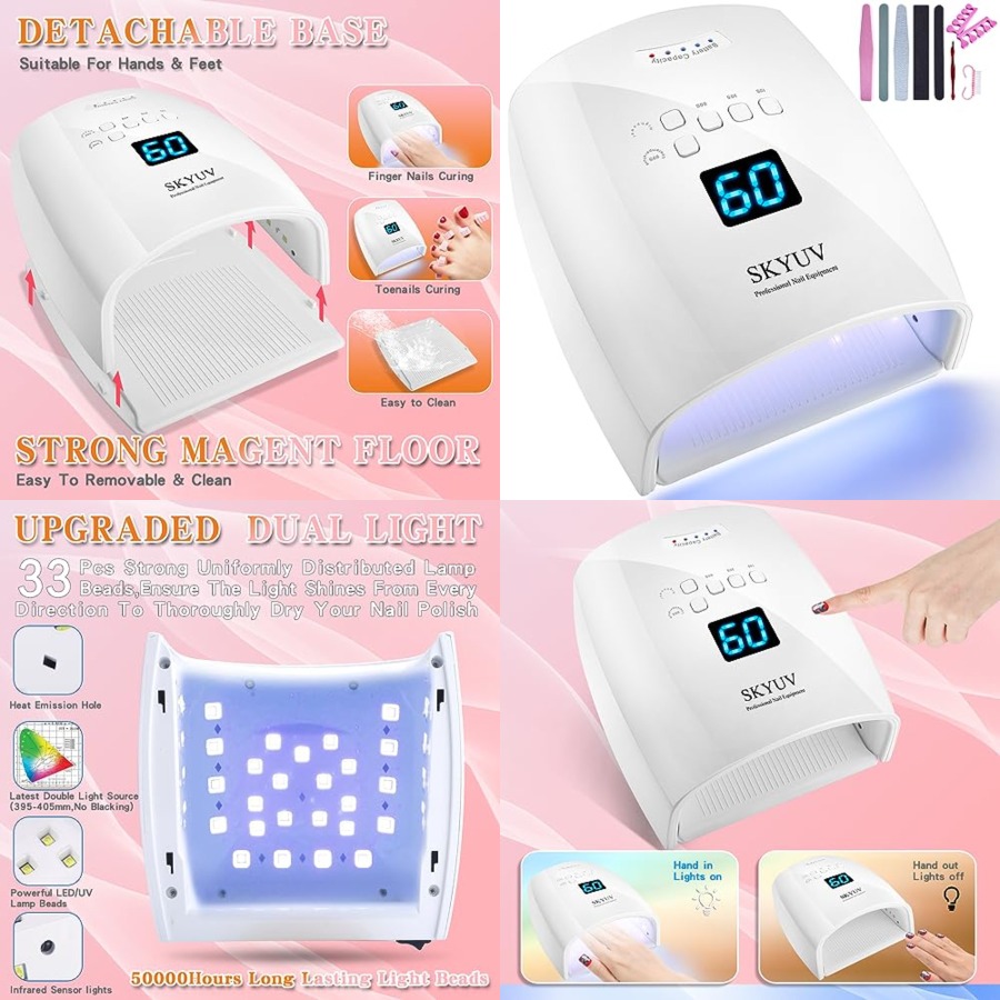 Uv Nail Lamp - Wiederaufladbare Schnelltrocknende UV-LED-Nagellampe, LED-Nageltrockner Gel-Lack-Licht Nagellack-Aushärtungsgerät