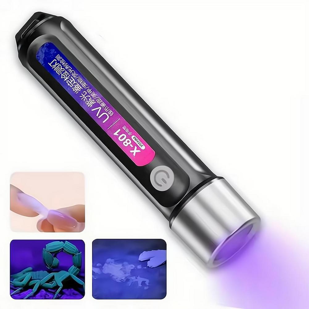 Uv Nail Lamp - Mini UV-LED-Schwarzlicht-Taschenlampe, wiederaufladbar, für Nägel, Tierflecken,