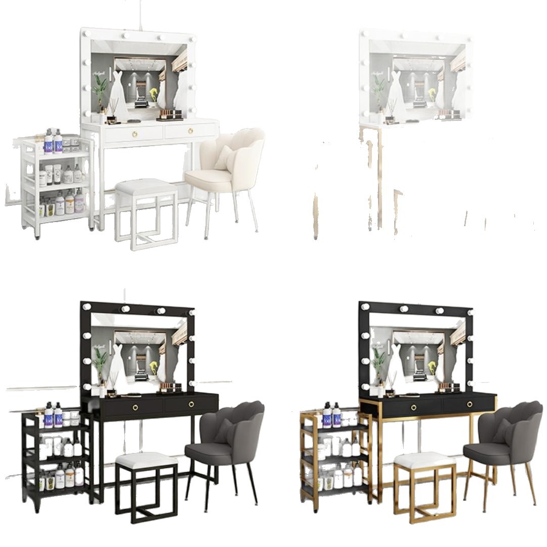 Beauty Makeup Studio - Studio-Kommode mit integriertem Lampenspiegel, Schminktisch für