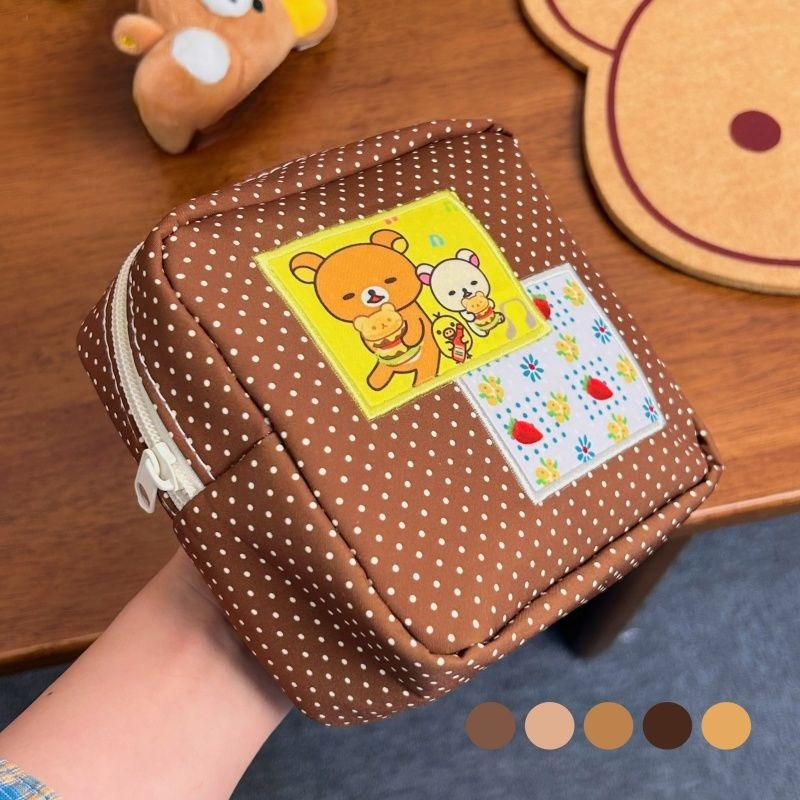 Beauty Makeup Vanity - Kawaii Rilakkuma Kosmetiktasche mit braunen Punkten,
