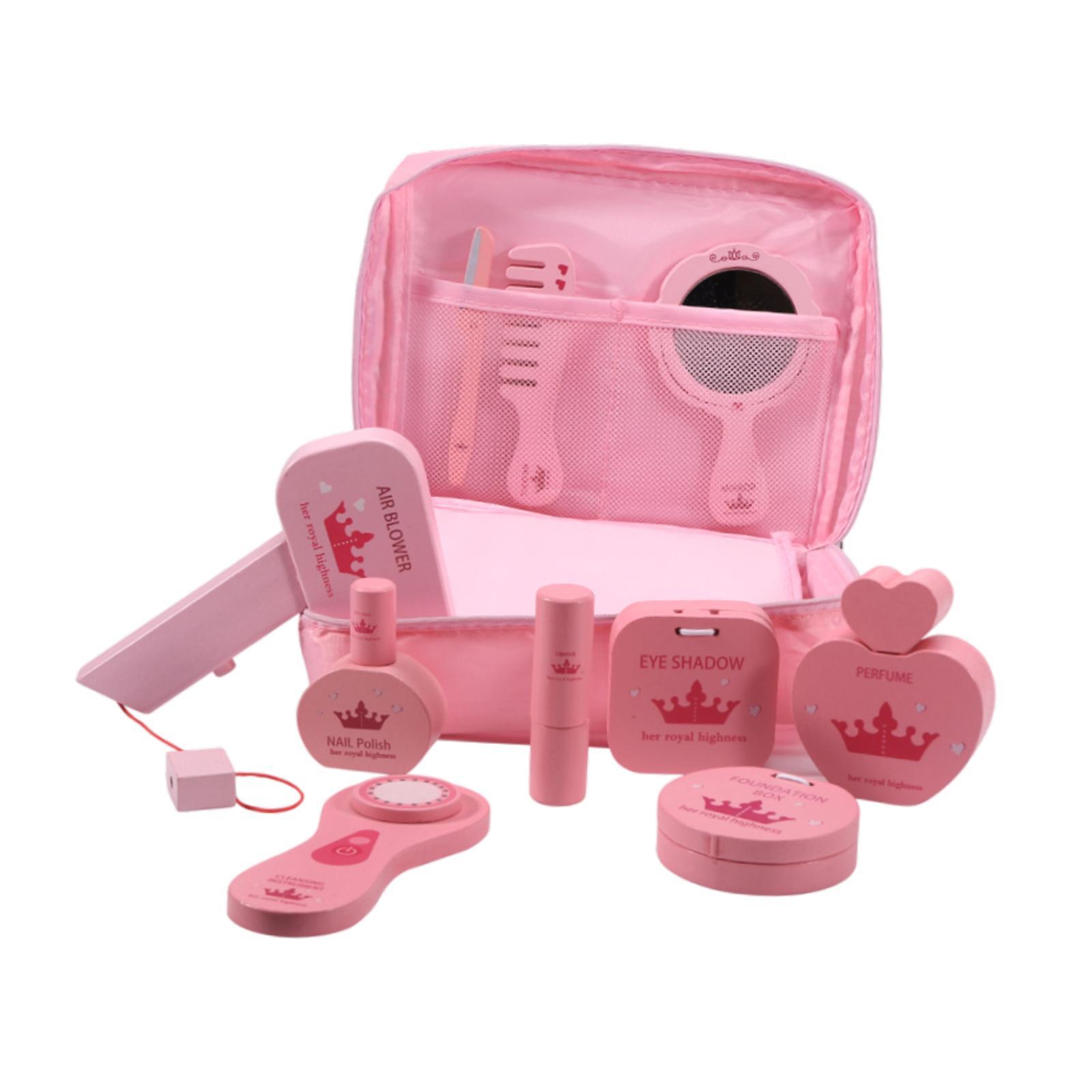 Beauty Makeup Kids - 10x Spielzeug-Schminksets Holz-Schönheitssalon-Set mit Aufbewahrungstasche Feinmotorik