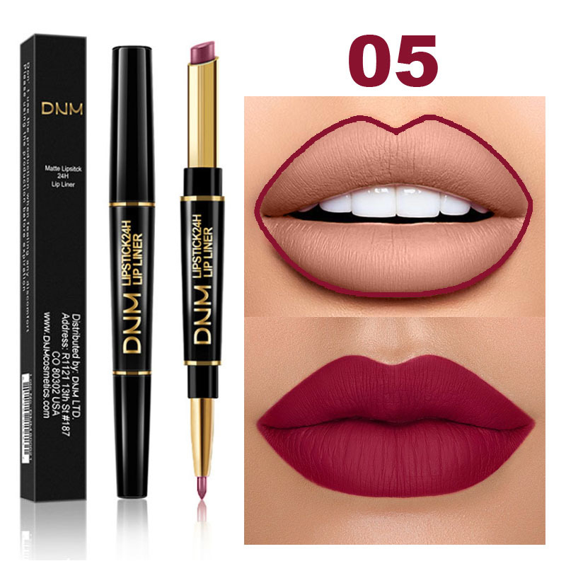 Lip Liner Pencil - DNM 2-in-1 Matt-Lippenstift-Stift, doppelseitiger Lipliner-Stift, langanhaltend,