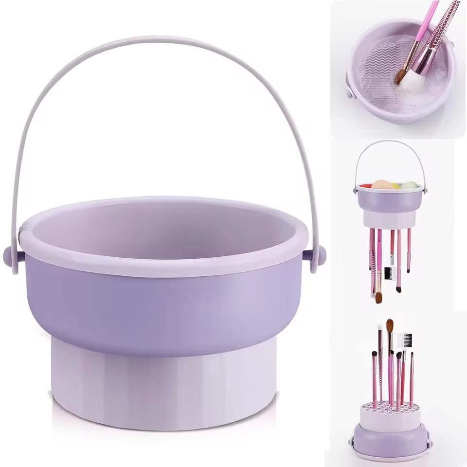Beauty Makeup Tools Set - Make-up-Pinsel-Reinigungsschale Beauty-Egg-Reinigungswerkzeug Aufbewahrungsset Pinsel-Puderquaste Trockenreinigungs-Silikon-Trockenregal