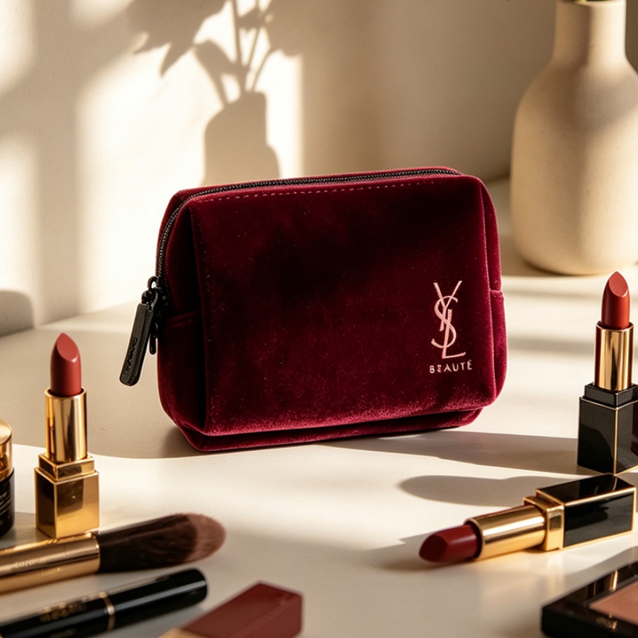 Ysl Beauty Makeup - YSL's Bag Wine Red Velvet Mini