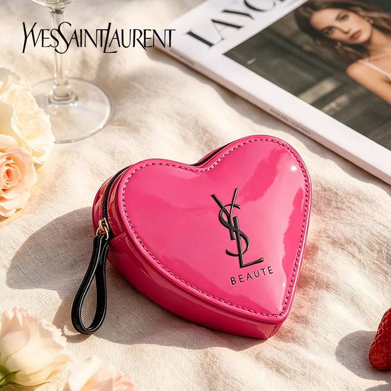 Ysl Beauty Makeup - YSL Blush Pink Herz-Make-up-Tasche mit Spiegel,