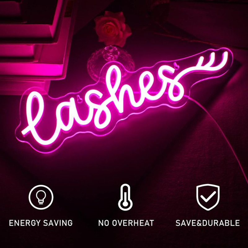 Rosa LED-Wimpern-Neonschild, W – Beauty Makeup Studio Bewertung und Preis