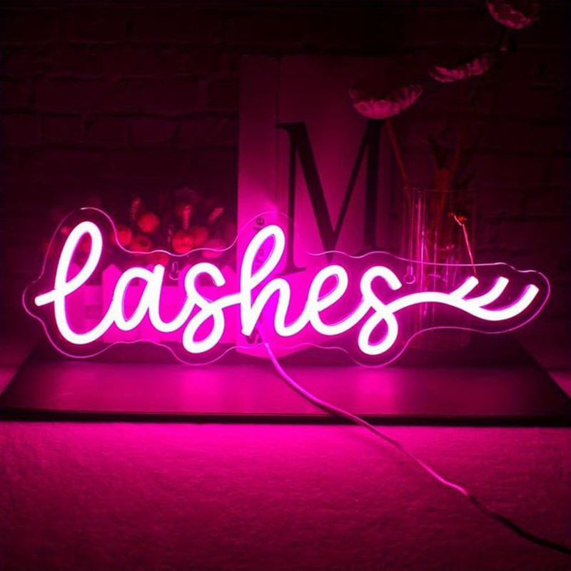 Rosa LED-Wimpern-Neonschild, W – Beauty Makeup Studio Bewertung und Preis